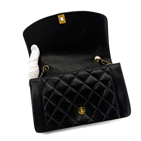 CHANEL VINTAGE DIANA MEDIUM CHAIN SHOULDER BAG BLACK LAMB SKIN 90285140 - PURPOSE