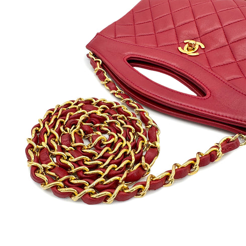 CHANEL VINTAGE 2WAY HAND CHAIN SHOULDER BAG RED LAMB SKIN 90285147 - PURPOSE
