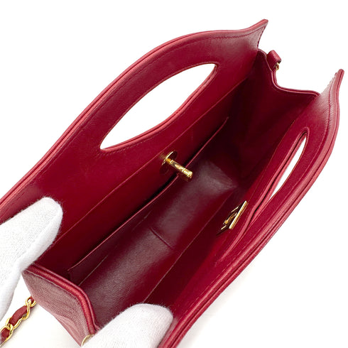 CHANEL VINTAGE 2WAY HAND CHAIN SHOULDER BAG RED LAMB SKIN 90285147 - PURPOSE