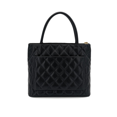 CHANEL VINTAGE MEDALLION TOTE BAG BLACK CAVIAR SKIN 90285148 - PURPOSE