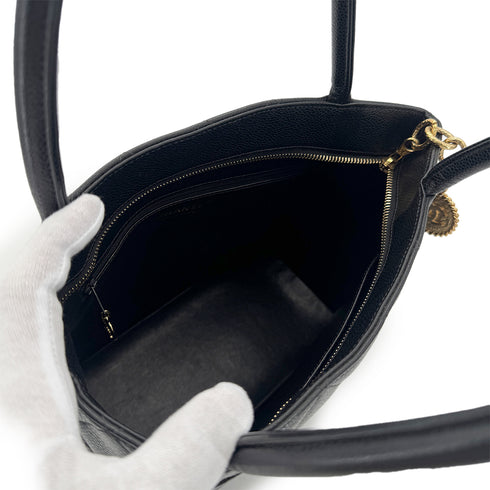 CHANEL VINTAGE MEDALLION TOTE BAG BLACK CAVIAR SKIN 90285148 - PURPOSE