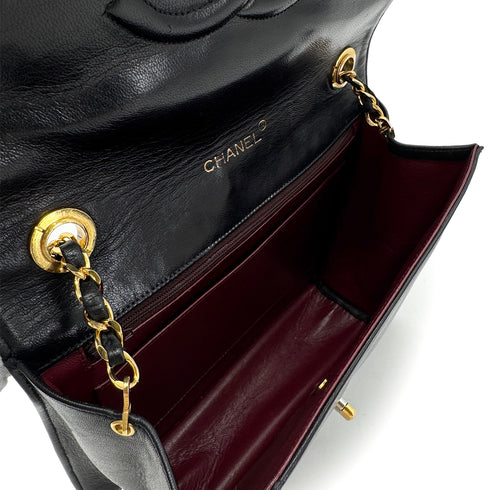 CHANEL VINTAGE MATELASSE TURNLOCK CHAIN SHOULDER BAG BLACK LAMB SKIN 90285151 - PURPOSE