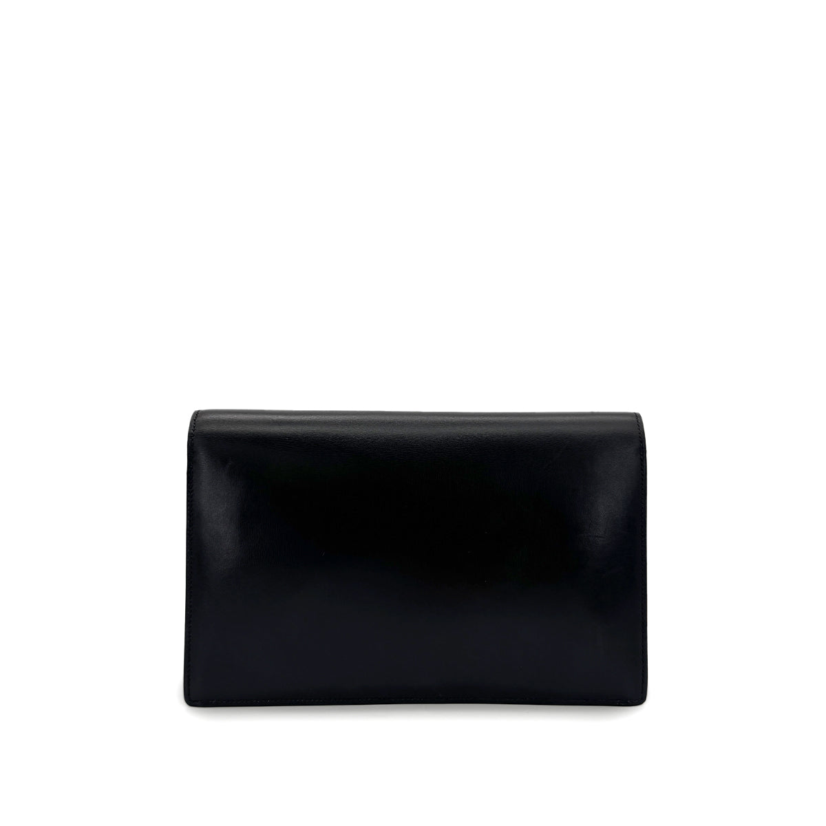 HERMES LYDIE BLACK CLUTCH SHOULDER BAG BOXCALF 〇F 90285154