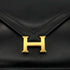 HERMES LYDIE BLACK CLUTCH SHOULDER BAG BOXCALF 〇F 90285154 - PURPOSE