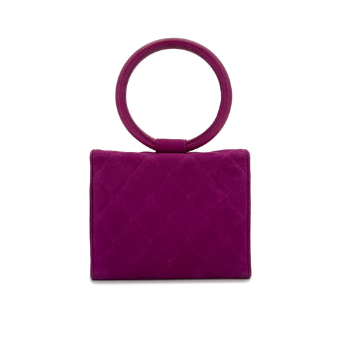 CHANEL VINTAGE MATELASSE BIJOU RHINESTONE FAUX PEARL HAND BAG PURPLE SUEDE 90285197 - PURPOSE