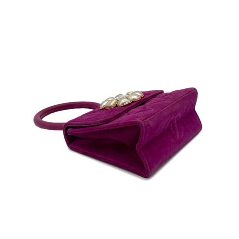 CHANEL VINTAGE MATELASSE BIJOU RHINESTONE FAUX PEARL HAND BAG PURPLE SUEDE 90285197 - PURPOSE