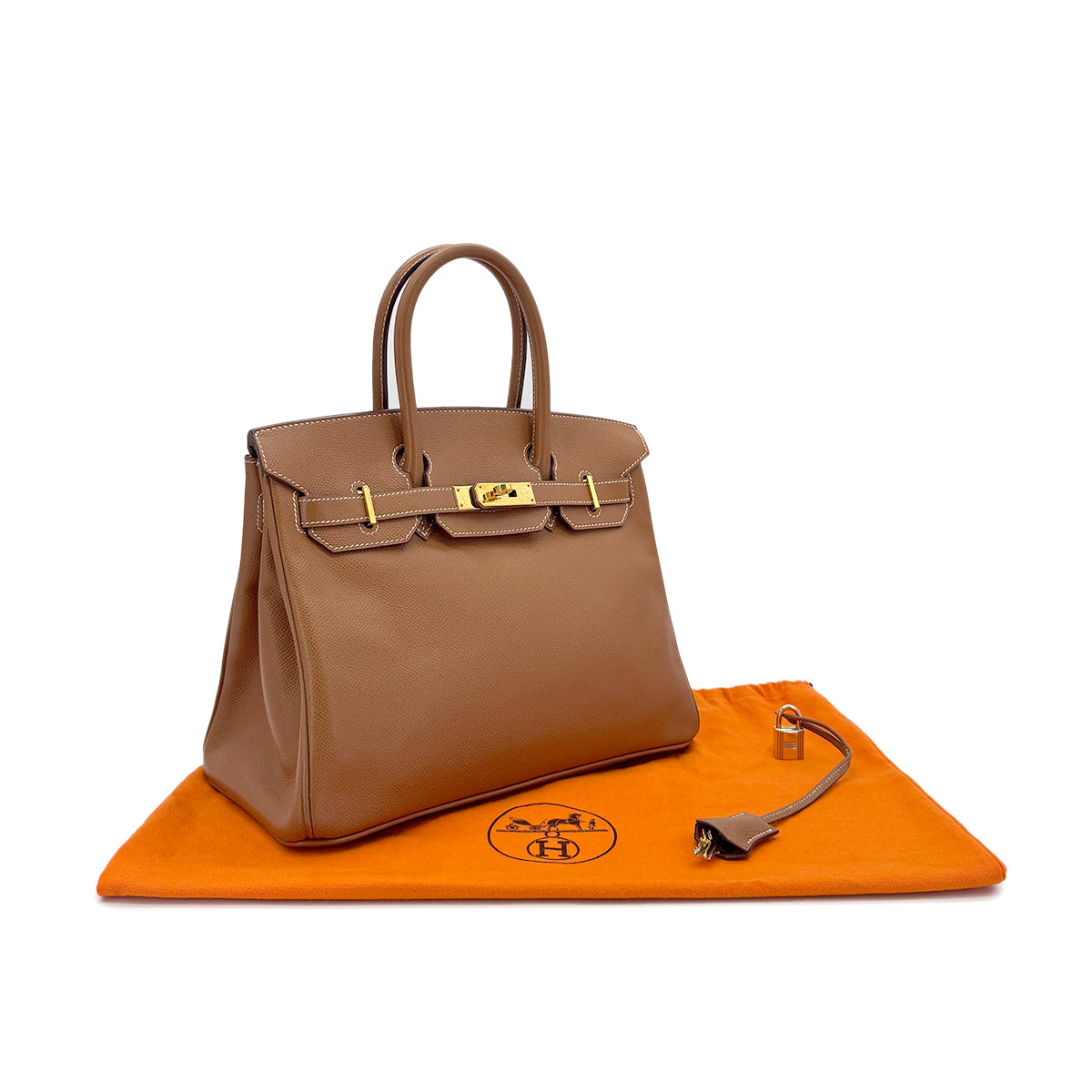 HERMES BIRKIN 30 GOLD COUCHVEL HAND BAG □G GHW 90285245