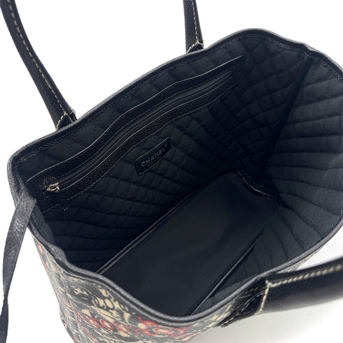 CHANEL VINTAGE COCO TRAVEL COCOMARK TOTE BAG BLACK LEATHER 90285369 - PURPOSE