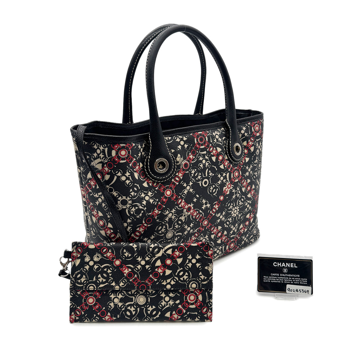 CHANEL VINTAGE COCO TRAVEL COCOMARK TOTE BAG BLACK LEATHER 90285369