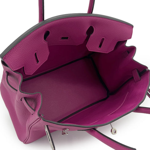 HERMES BIRKIN 30 ROSE PURPLE TOGO HAND BAG C PALLADIUM HARDWARE 90285372 - PURPOSE
