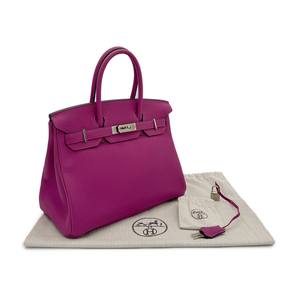 HERMES BIRKIN 30 ROSE PURPLE TOGO HAND BAG C SHW 90285372