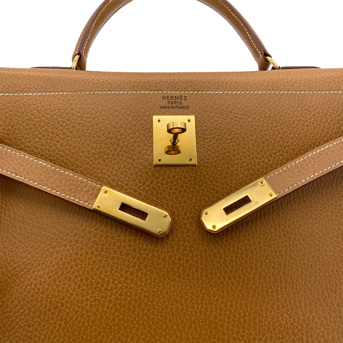 HERMES KELLY 35 RETOURNE GOLD ARDENNES HAND SHOULDER BAG 〇Y GHW 90285373