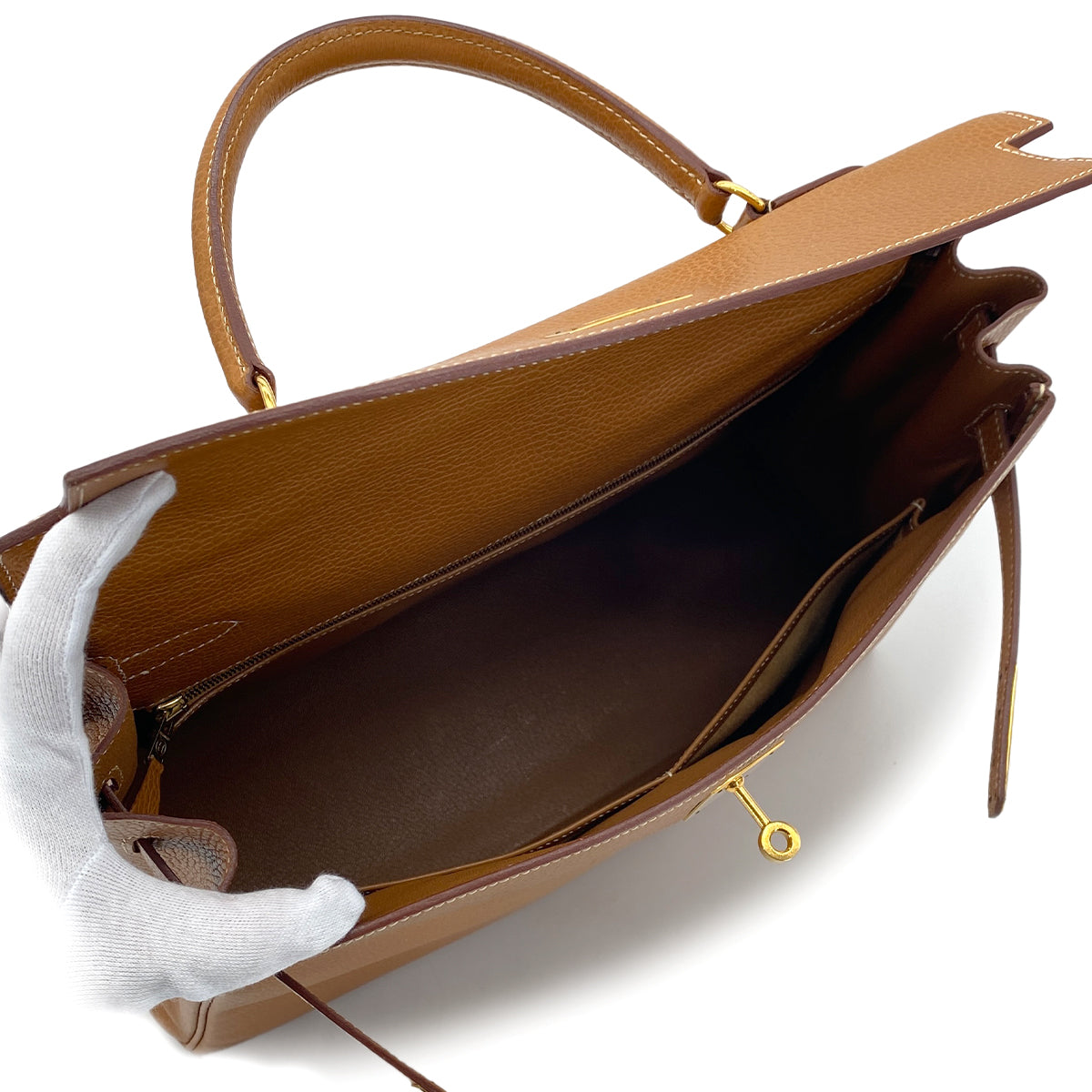 HERMES KELLY 35 RETOURNE GOLD ARDENNES HAND SHOULDER BAG 〇Y GHW 90285373