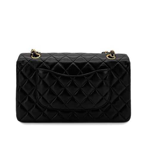 CHANEL VINTAGE CLASSIC FLAP MEDIUM CHAIN SHOULDER BAG BLACK LAMB SKIN 90285375 - PURPOSE