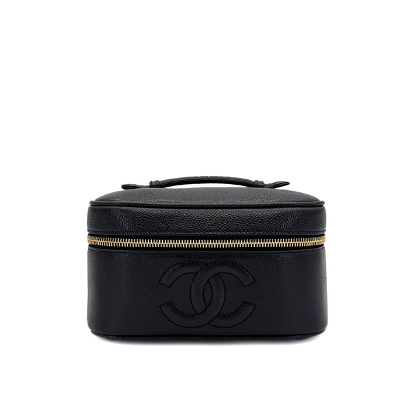 CHANEL VINTAGE VANITY HAND BAG BLACK CAVIAR SKIN 90285376