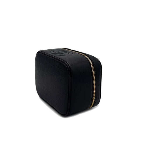 CHANEL VINTAGE VANITY HAND BAG BLACK CAVIAR SKIN 90285376