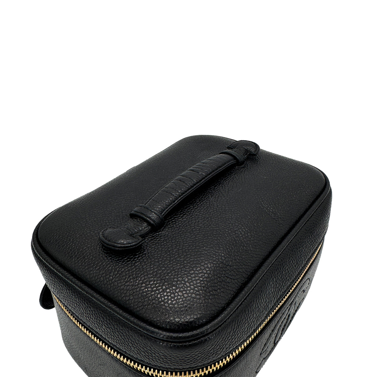 CHANEL VINTAGE VANITY HAND BAG BLACK CAVIAR SKIN 90285376