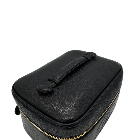 CHANEL VINTAGE VANITY HAND BAG BLACK CAVIAR SKIN 90285376