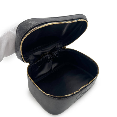 CHANEL VINTAGE VANITY HAND BAG BLACK CAVIAR SKIN 90285376