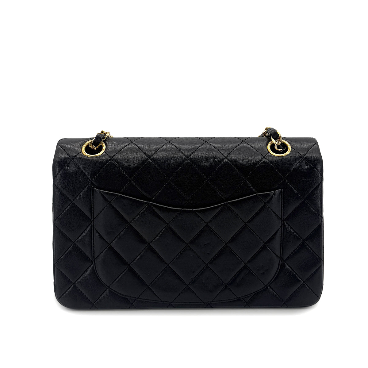 CHANEL VINTAGE CLASSIC FLAP SMALL CHAIN SHOULDER BAG BLACK LAMB SKIN 90285381