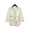 CHANEL TWEED FAUX PEARL BUTTON JACKET WHITE GREEN CASHMERE 38 P43 RTW 90285387