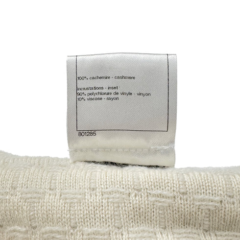 CHANEL TWEED FAUX PEARL BUTTON JACKET WHITE GREEN CASHMERE 38 P43 RTW 90285387