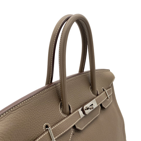 HERMES BIRKIN 35 ETOUPE TAURILLON CLEMENCE HAND BAG ▢N SHW 90285741 - PURPOSE