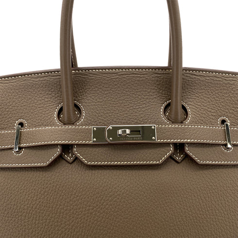 HERMES BIRKIN 35 ETOUPE TAURILLON CLEMENCE HAND BAG ▢N SHW 90285741 - PURPOSE