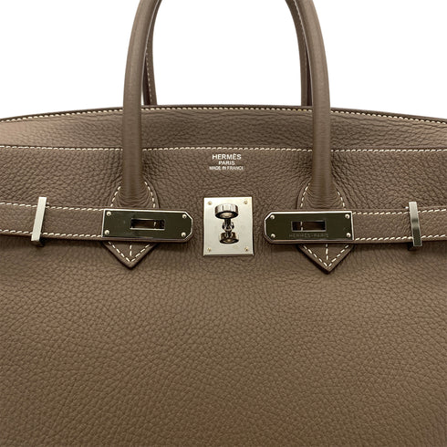 HERMES BIRKIN 35 ETOUPE TAURILLON CLEMENCE HAND BAG ▢N SHW 90285741 - PURPOSE