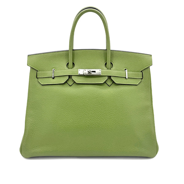 HERMES BIRKIN 35 ANIS GREEN TAURILLON CLEMENCE HAND BAG ▢H SHW 90285743 - PURPOSE