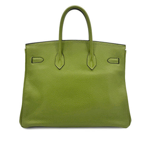HERMES BIRKIN 35 ANIS GREEN TAURILLON CLEMENCE HAND BAG ▢H SHW 90285743 - PURPOSE