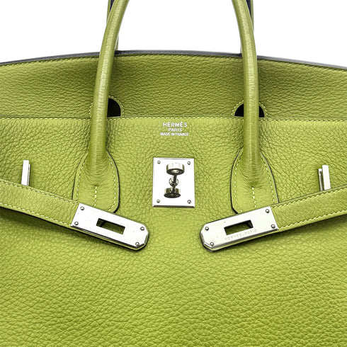 HERMES BIRKIN 35 ANIS GREEN TAURILLON CLEMENCE HAND BAG ▢H SHW 90285743 - PURPOSE