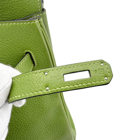 HERMES BIRKIN 35 ANIS GREEN TAURILLON CLEMENCE HAND BAG ▢H SHW 90285743 - PURPOSE