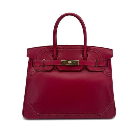 HERMES BIRKIN 30 GHILLIES RUBIS TADELAKT HAND BAG □P GHW 90285745 - PURPOSE