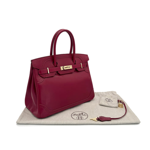 HERMES BIRKIN 30 GHILLIES RUBIS TADELAKT HAND BAG □P GHW 90285745 - PURPOSE