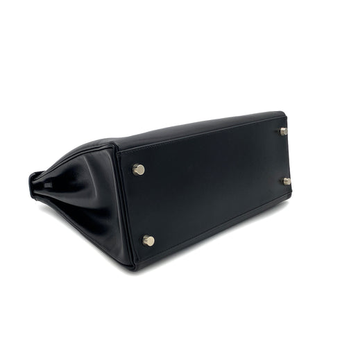 HERMES KELLY 28 RETOURNE BLACK BOXCALF HAND SHOULDER BAG □G SHW 90285750 - PURPOSE