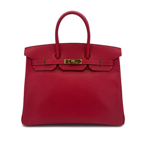 HERMES BIRKIN 35 ROUGE VIF VEAU EPSOM HAND BAG □G GHW 90285753 - PURPOSE
