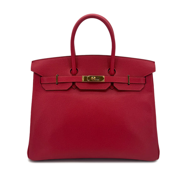 HERMES BIRKIN 35 ROUGE VIF VEAU EPSOM HAND BAG □G GHW 90285753 - PURPOSE