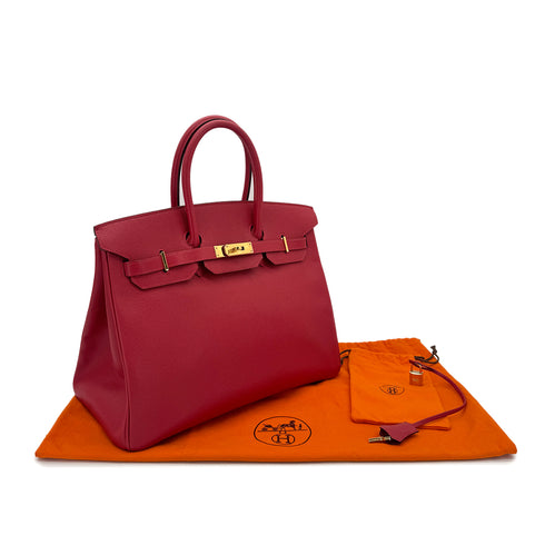 HERMES BIRKIN 35 ROUGE VIF VEAU EPSOM HAND BAG □G GHW 90285753 - PURPOSE