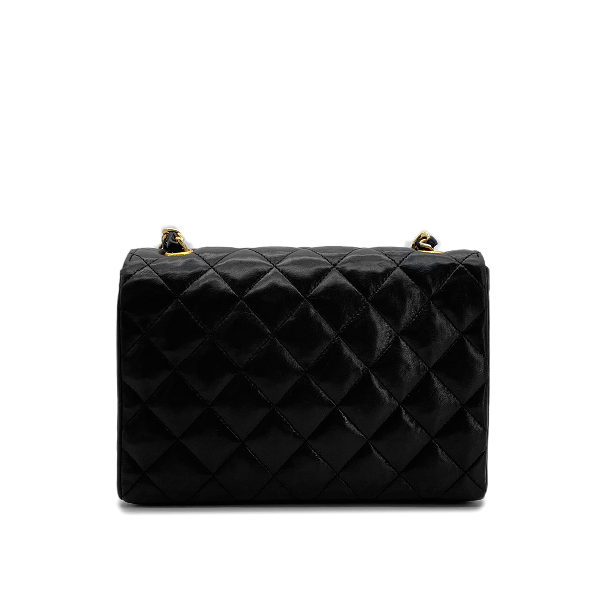 CHANEL VINTAGE MATELASSE BIG COCO CHAIN SHOULDER BAG BLACK LAMB SKIN 90285755