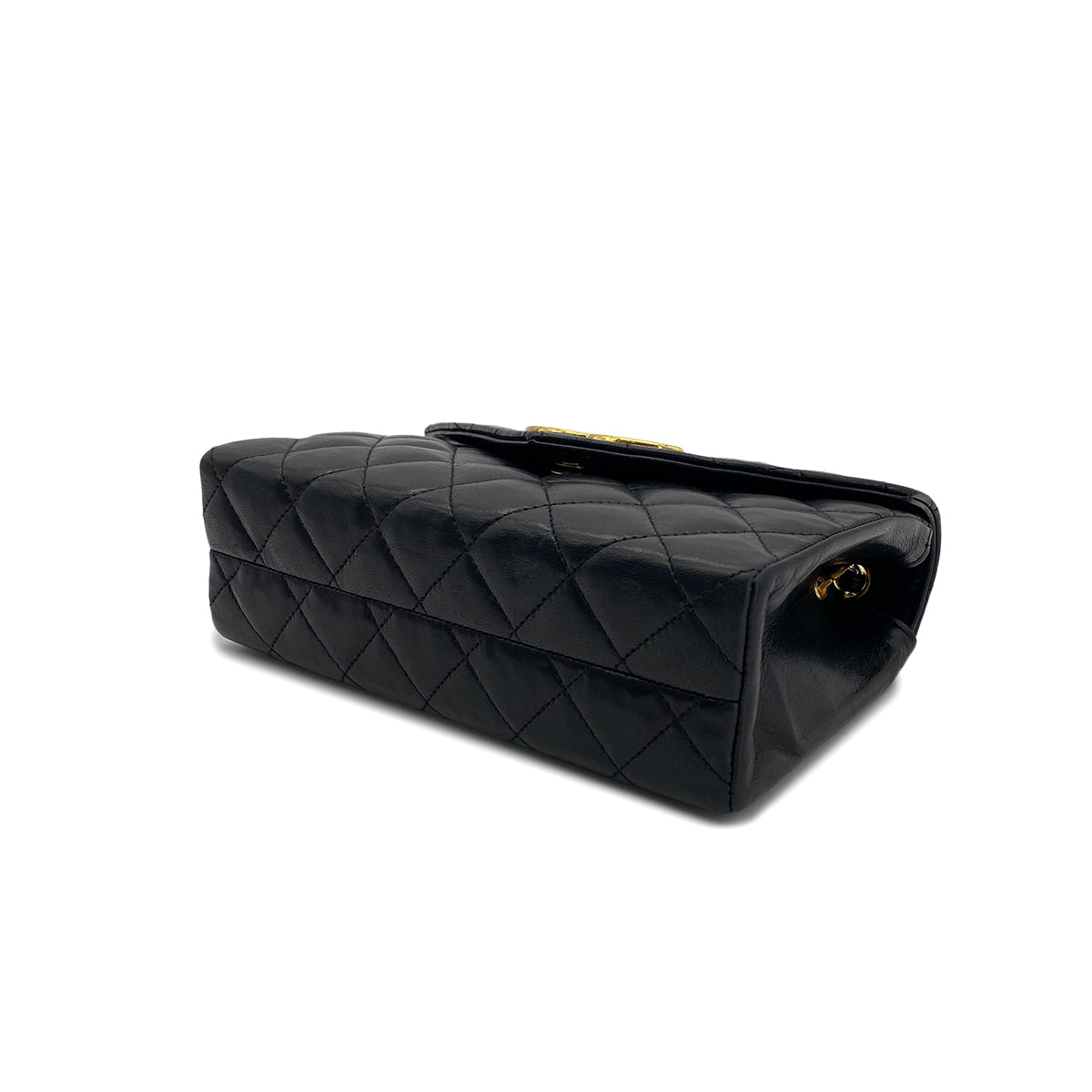 CHANEL VINTAGE MATELASSE BIG COCO CHAIN SHOULDER BAG BLACK LAMB SKIN 90285755