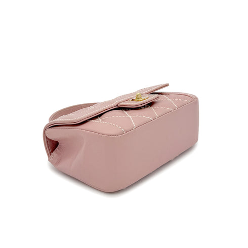 CHANEL VINTAGE WILD STITCH HAND BAG PINK LAMB SKIN 90285756 - PURPOSE