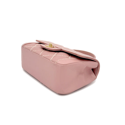 CHANEL VINTAGE WILD STITCH HAND BAG PINK LAMB SKIN 90285756 - PURPOSE
