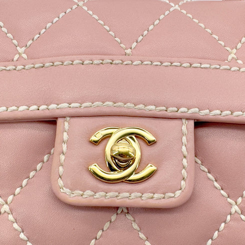 CHANEL VINTAGE WILD STITCH HAND BAG PINK LAMB SKIN 90285756 - PURPOSE