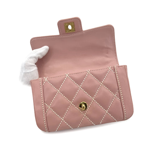 CHANEL VINTAGE WILD STITCH HAND BAG PINK LAMB SKIN 90285756 - PURPOSE