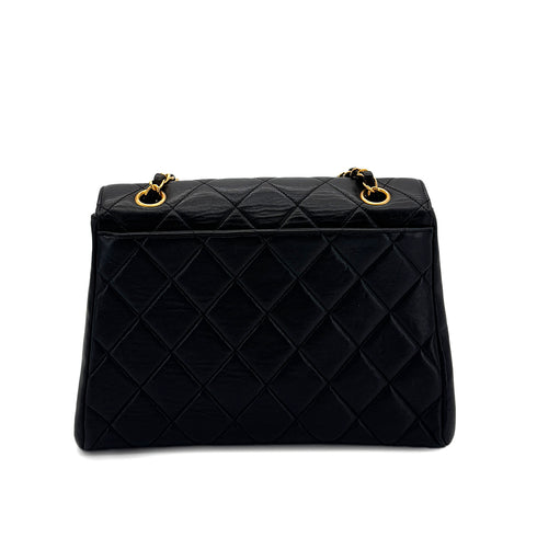CHANEL VINTAGE MATELASSE TRAPEZOID CHAIN SHOULDER BAG BLACK LAMB SKIN 90285758 - PURPOSE