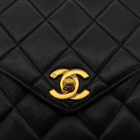 CHANEL VINTAGE MATELASSE TRAPEZOID CHAIN SHOULDER BAG BLACK LAMB SKIN 90285758 - PURPOSE