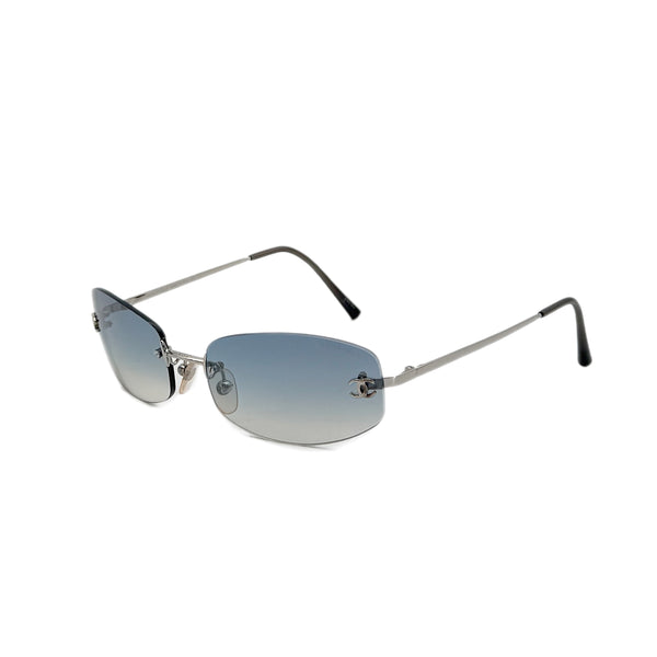 CHANEL VINTAGE SUNGLASSES COCOMARK BLUE SILVER EYEWEAR 90285766 - PURPOSE