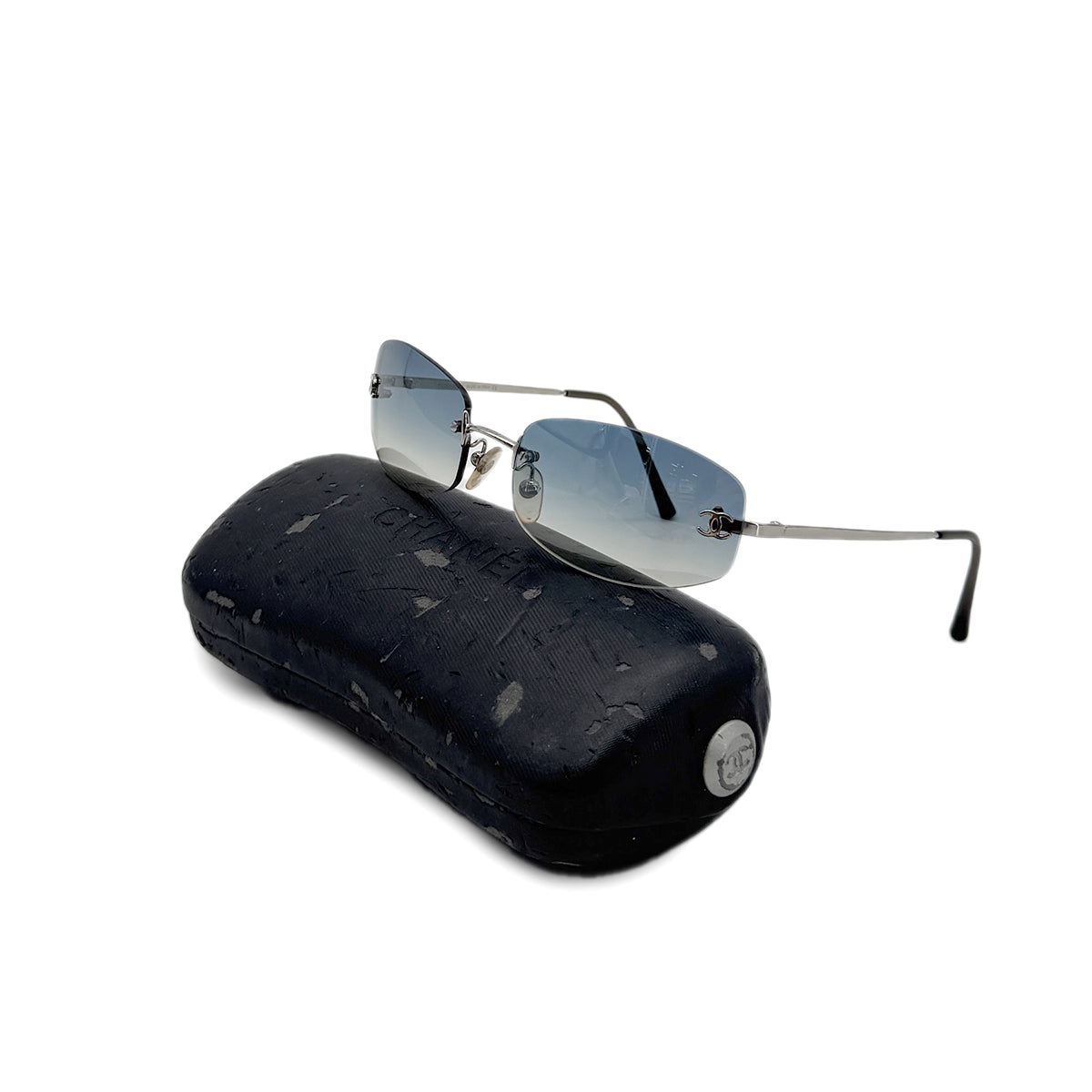 CHANEL VINTAGE SUNGLASSES COCOMARK BLUE SILVER EYEWEAR 90285766