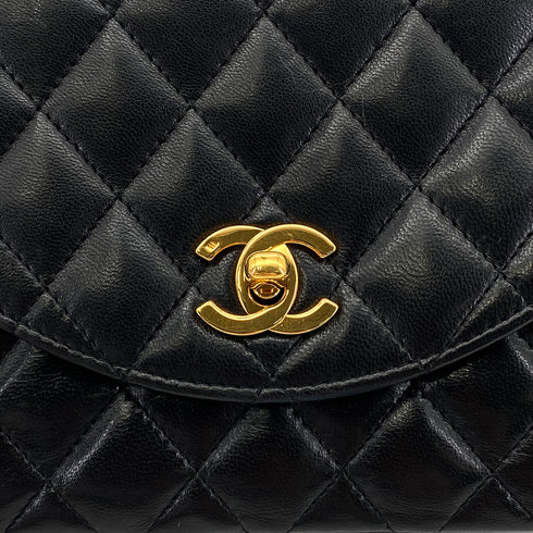 CHANEL VINTAGE MATELASSE HALF MOON CHAIN SHOULDER BAG BLACK LAMB SKIN 90285913 - PURPOSE